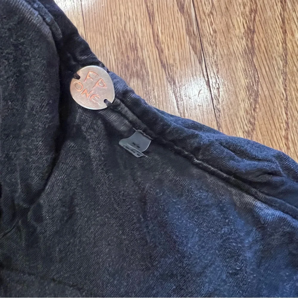 Free People Jayla Ruched Wide Leg Pants Washed Black FP One Women’s Wide Leg M - Picture 7 of 8